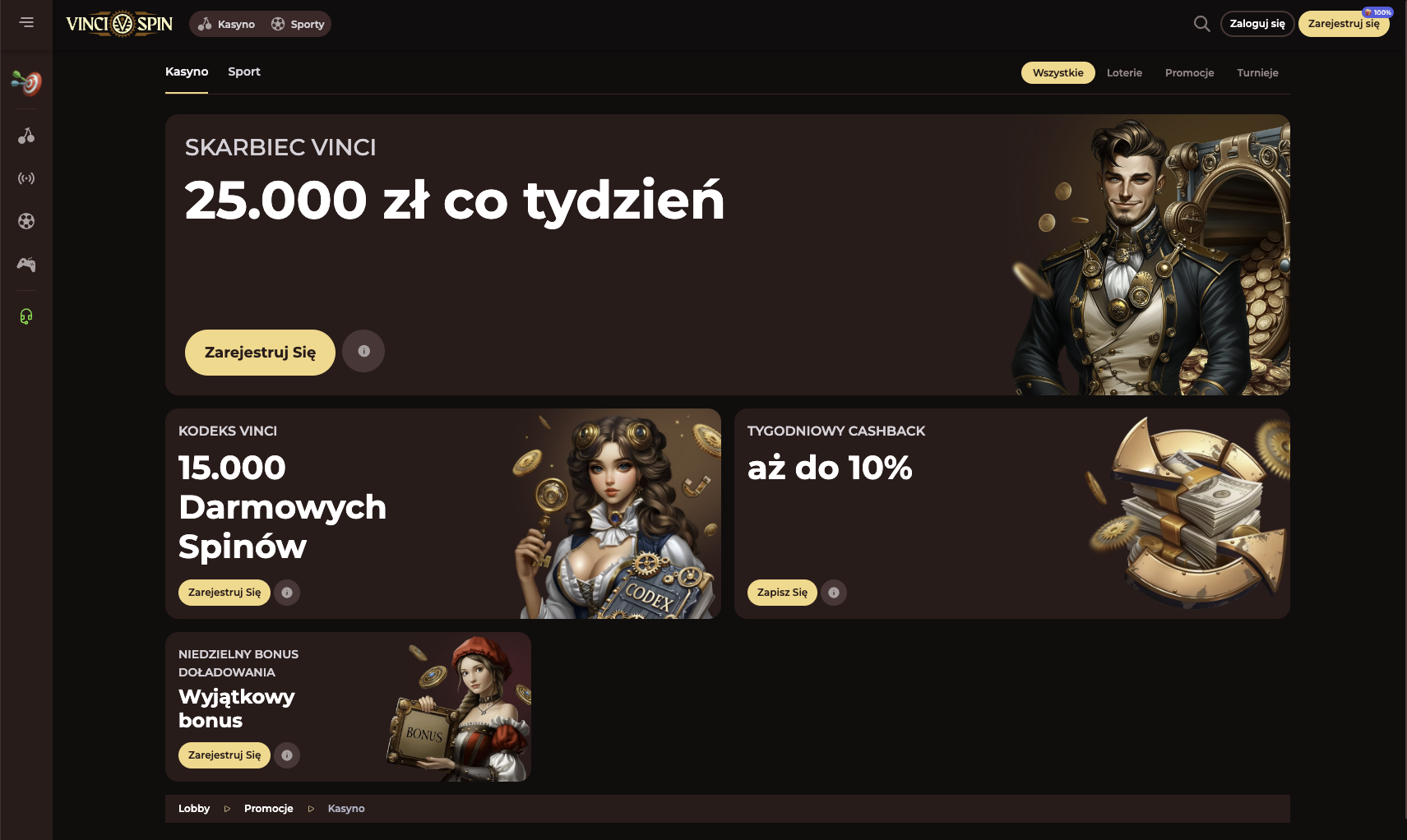 Bonusy kasynowe w VinciSpin – Powitalne pakiety, darmowe spiny i ekskluzywne promocje dla wszystkich graczy!