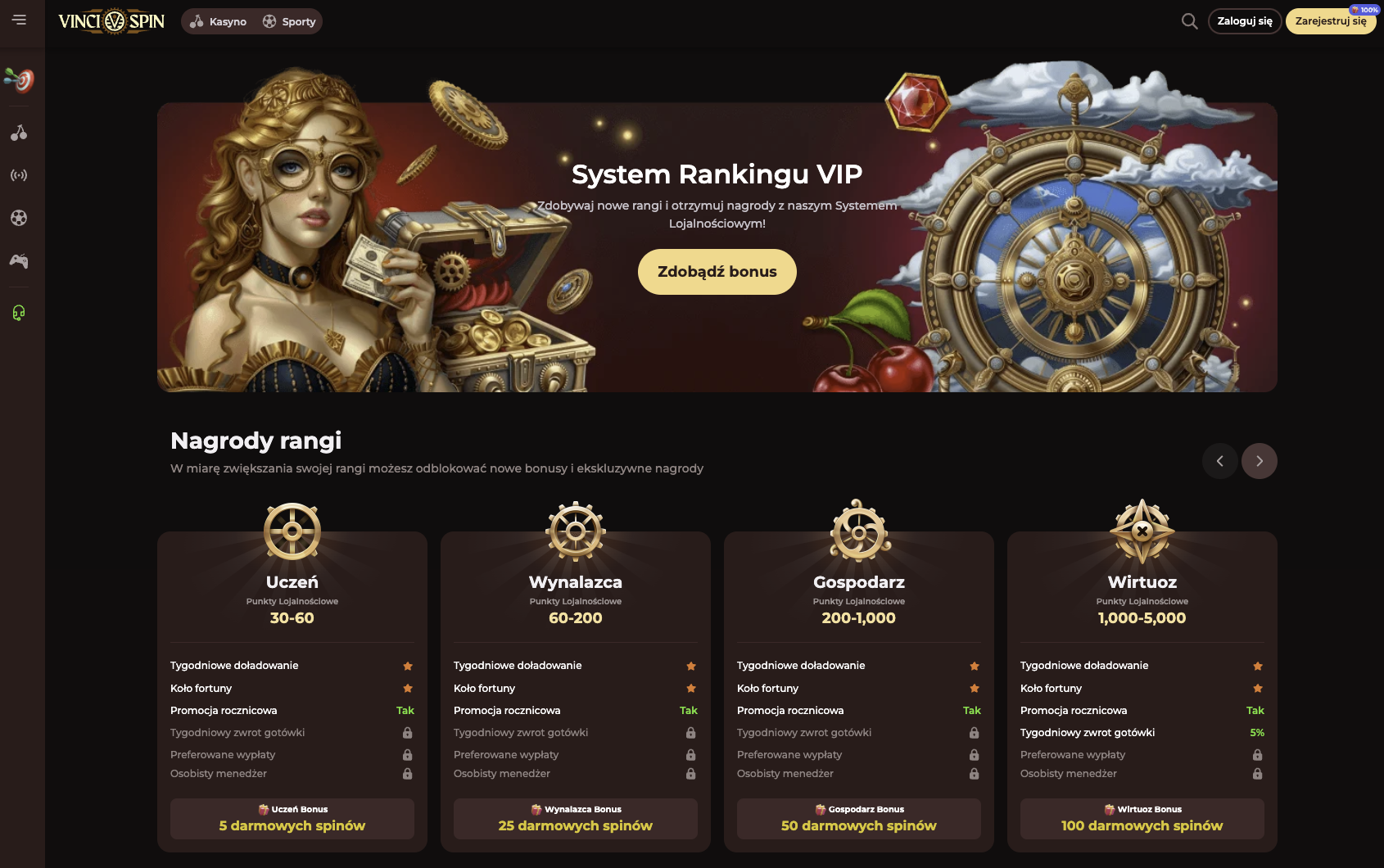 VinciSpin Casino VIP – Ekskluzywne nagrody, cashback i specjalne bonusy dla lojalnych graczy. Dołącz do elitarnego klubu!