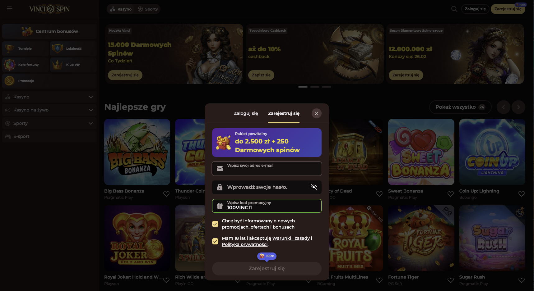 Jak wpisać kod bonusowy w VinciSpin Casino – Wprowadź swój ekskluzywny kod podczas rejestracji i odbierz dodatkowe darmowe spiny oraz bonusy