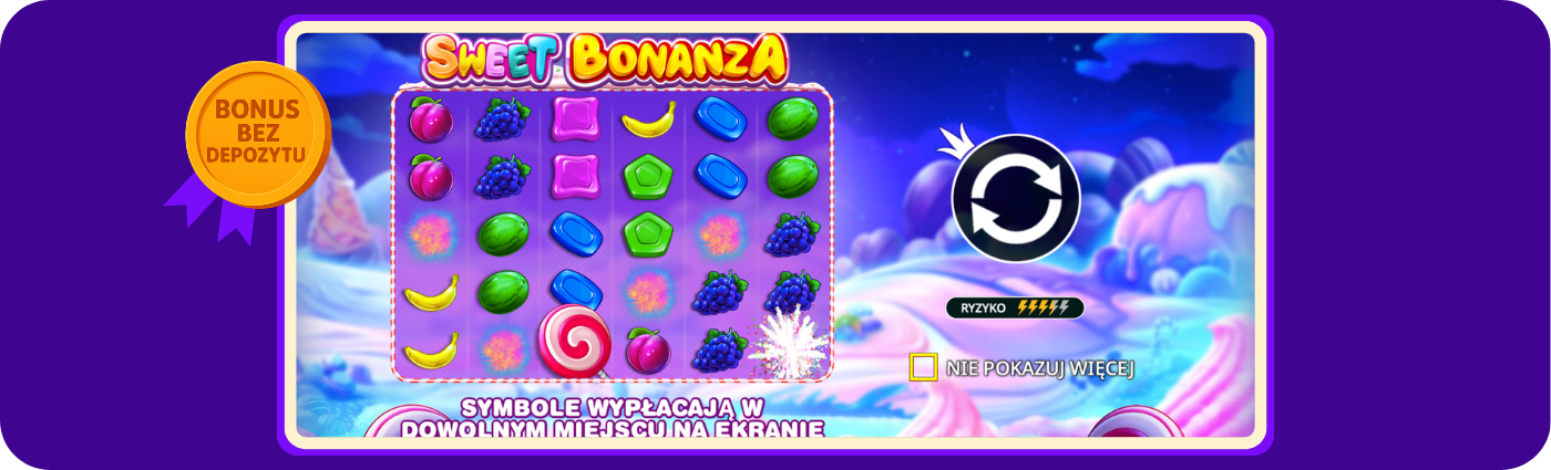 Bonus bez depozytu w Betflare Casino – 10 darmowych spinów na slocie Sweet Bonanza od Pragmatic Play to krótka prezentacja oferty darmowych spinów bez konieczności wpłaty, opisująca zasady ich aktywacji, warunki wykorzystania oraz informacje o popularnym automacie zgodnie z zasadami serwisu.
