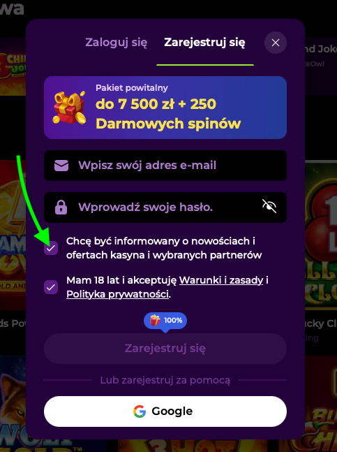Akceptuję politykę prywatności Spinmama Casino i chcę otrzymywać informacje o bonusach, promocjach i nowościach przez dowolny kanał komunikacji (www.bonusbezdepo.com)