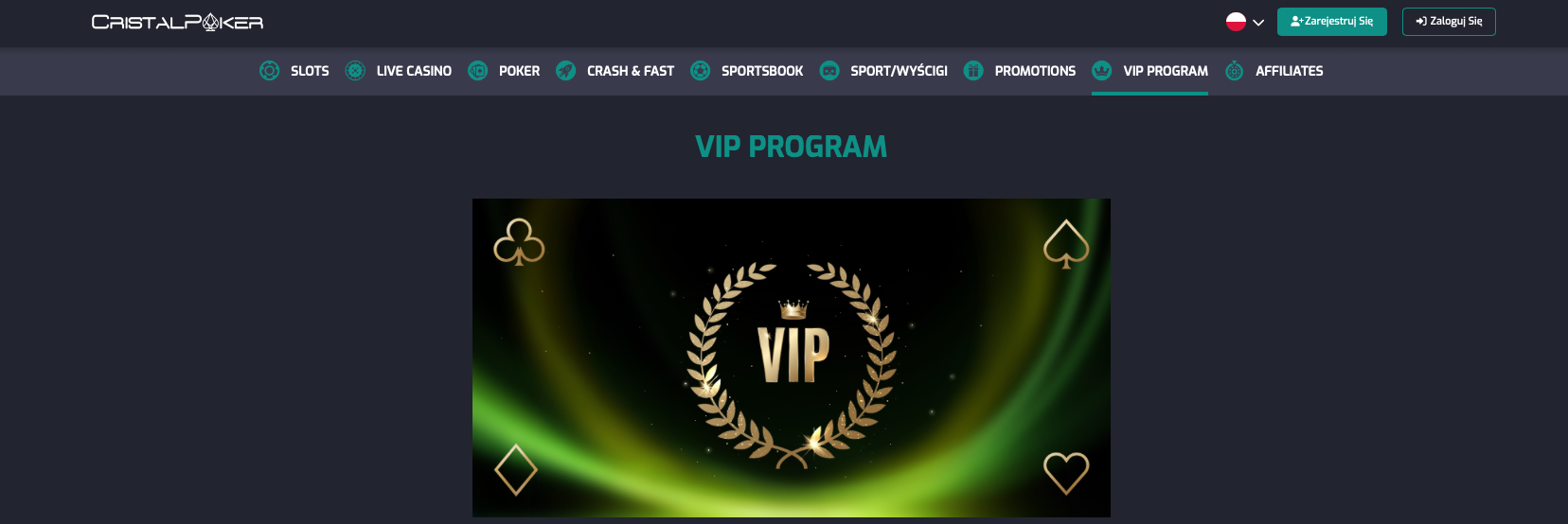 Program VIP w kasynie CristalPoker – system lojalnościowy z ekskluzywnymi nagrodami, cashbackiem do 70%, ofertami personalizowanymi i priorytetowymi wypłatami.