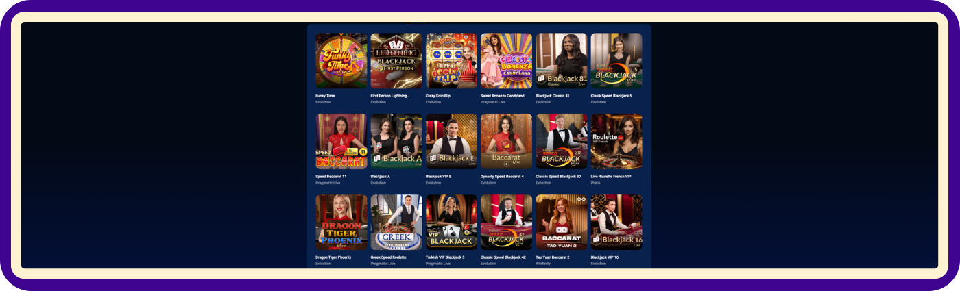 Kasyno na żywo w Azurslot Casino to sekcja oferująca gry z prawdziwymi krupierami i interaktywnymi stołami w czasie rzeczywistym, dostępna dla graczy zgodnie z zasadami i warunkami platformy.