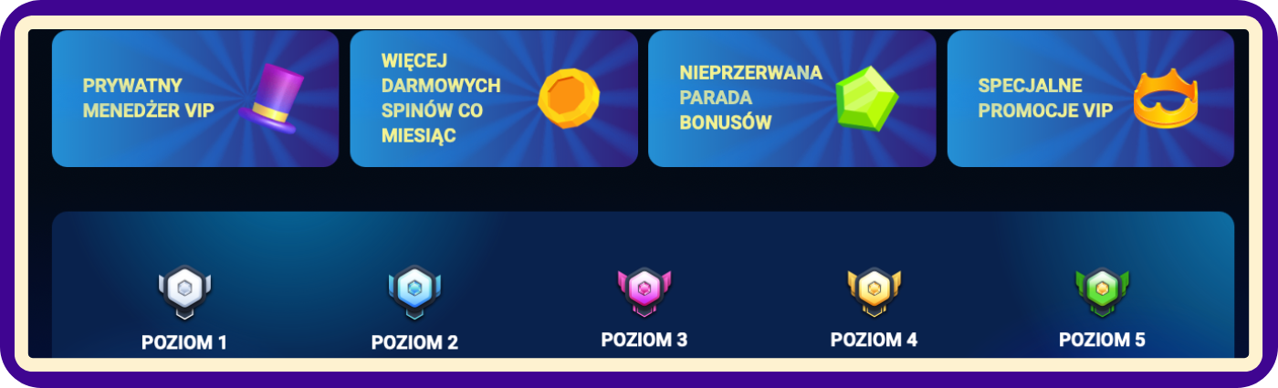 Program VIP w Azurslot Casino to ekskluzywny system nagród i korzyści przeznaczony dla najbardziej lojalnych graczy, oferujący m.in. specjalne promocje, wsparcie VIP i unikalne bonusy zgodnie z zasadami i warunkami platformy.